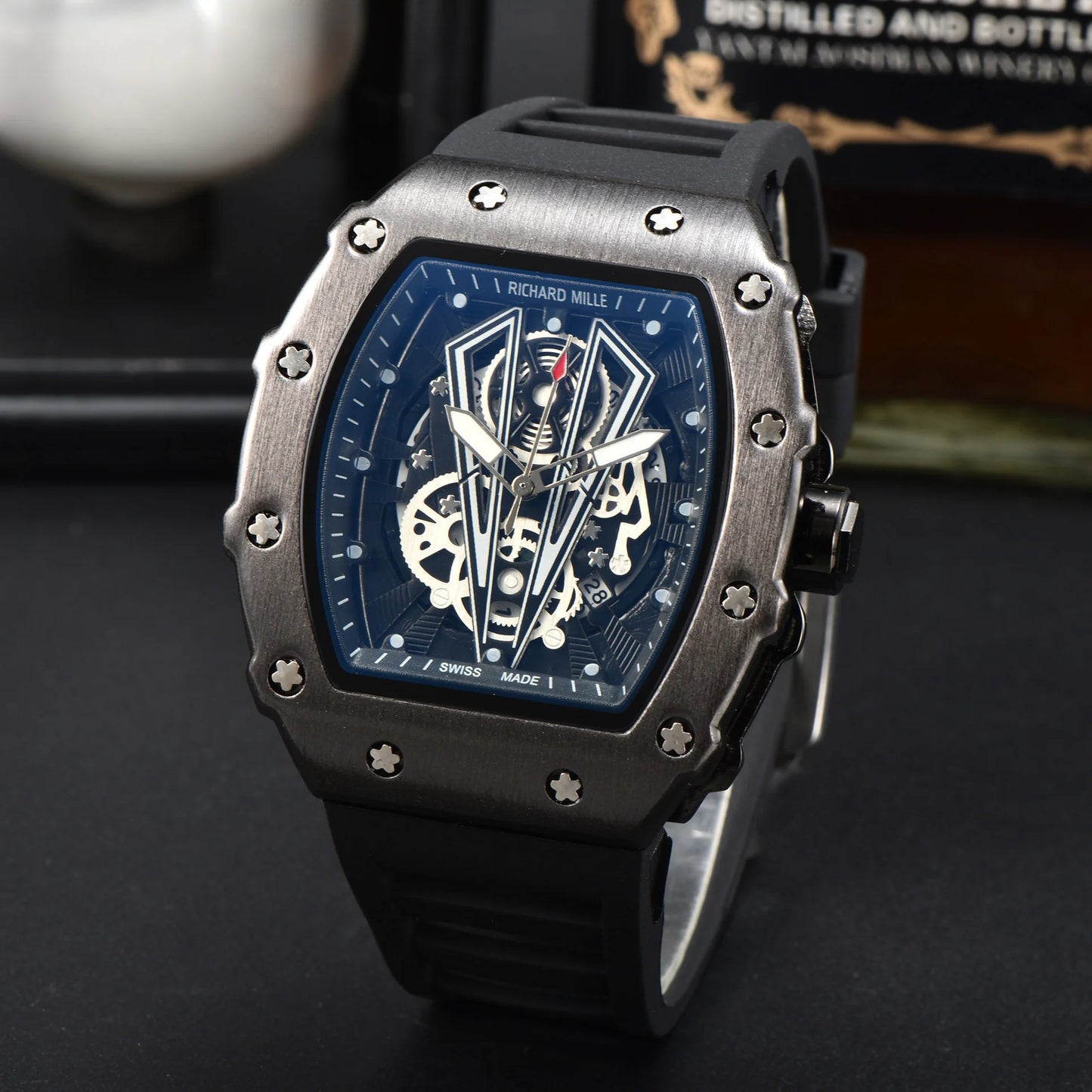 RELOJ ELEGANTE ESTILO RICHAR MILLE NEGRO